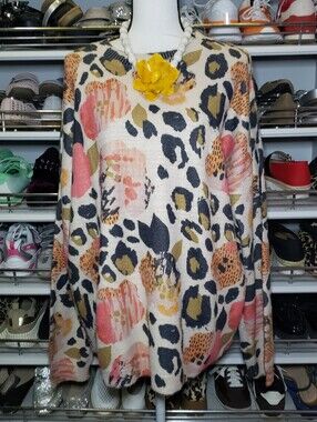 Leopard and Floral Print Sweater